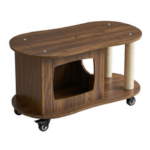 Ezra Oval Coffee Table with Cat House & Scratching Post